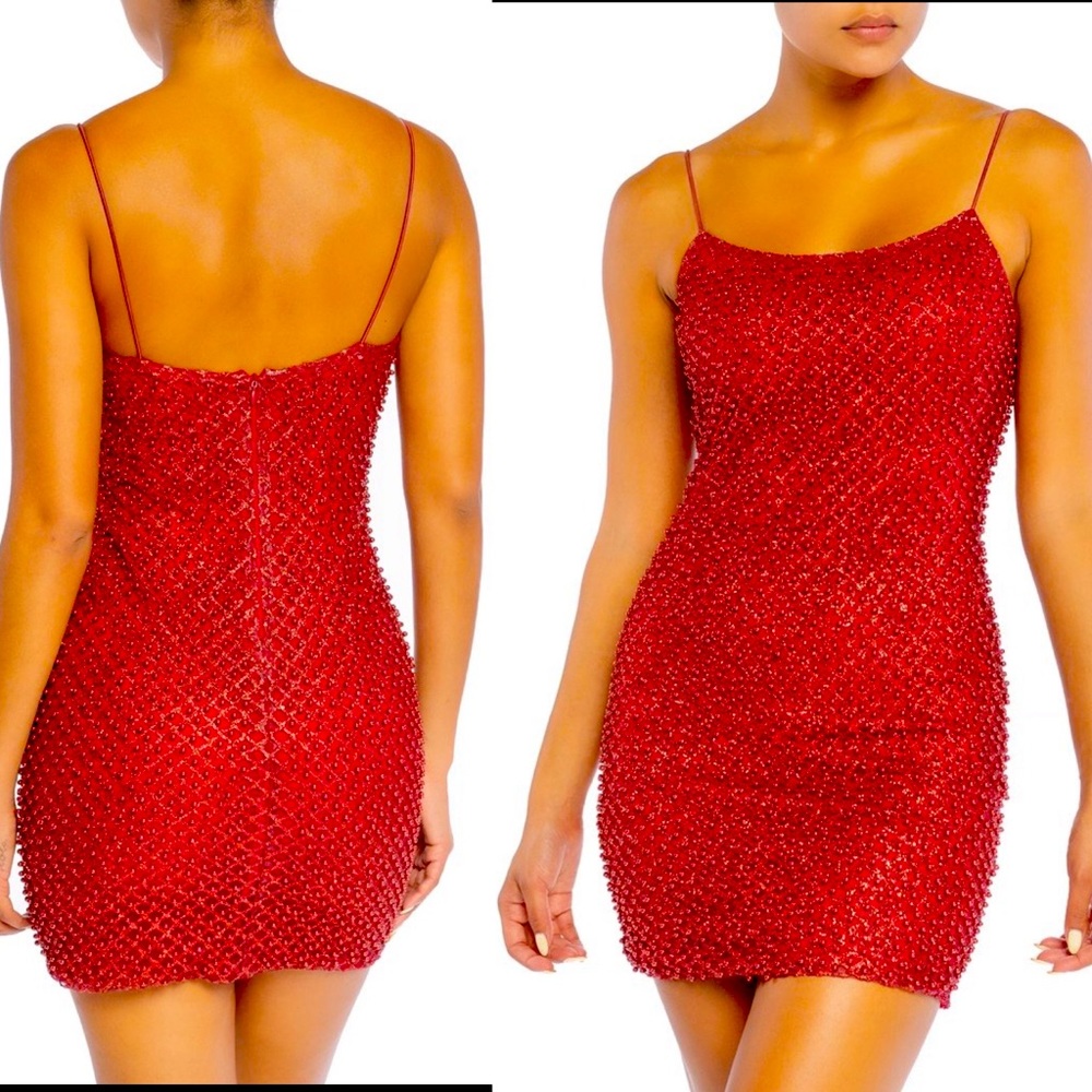 Red pearl dress